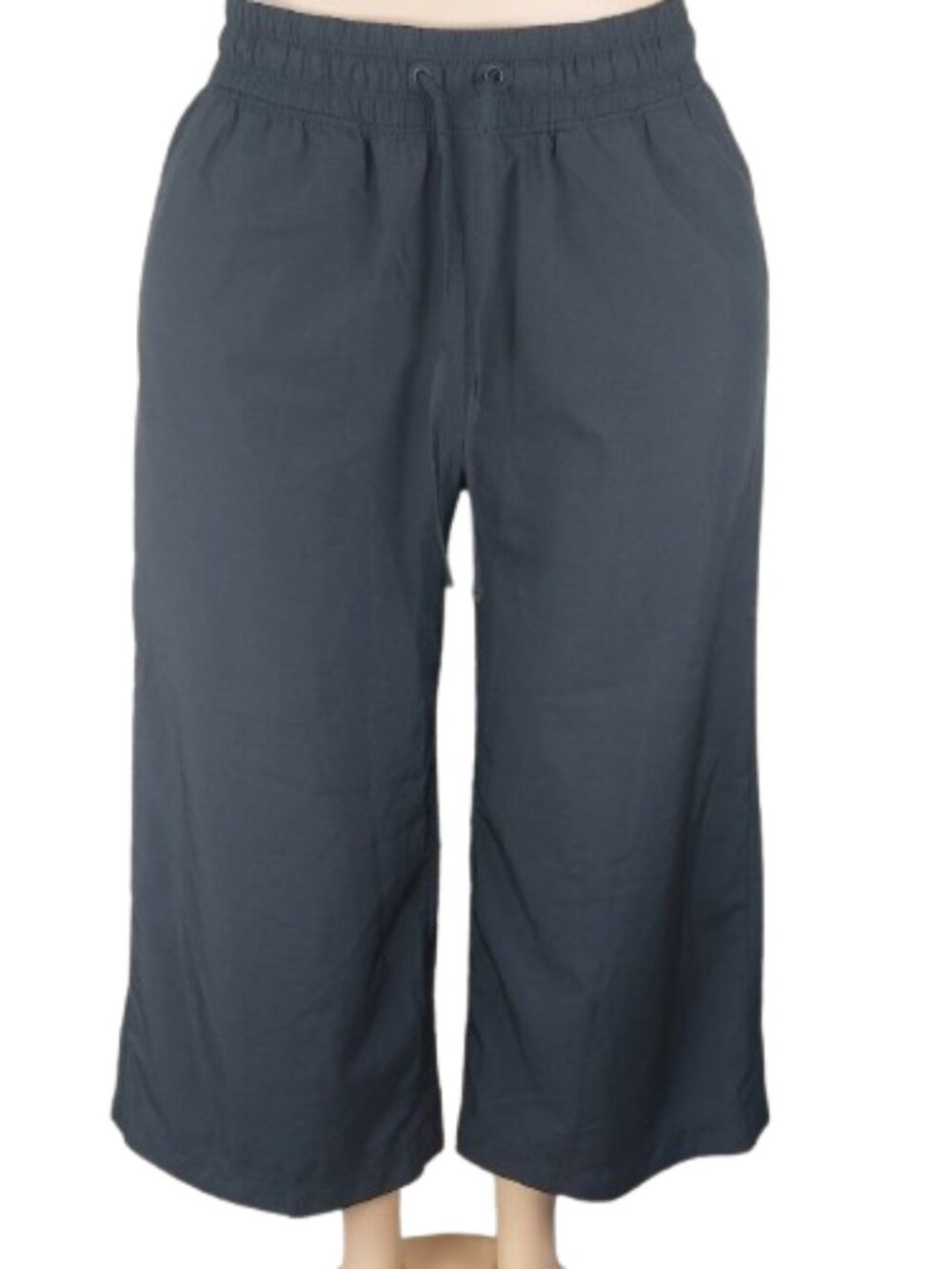 Stretch Tech Women's Black Dry Quick Drawstring Wide-Leg Cropped Pants Size M